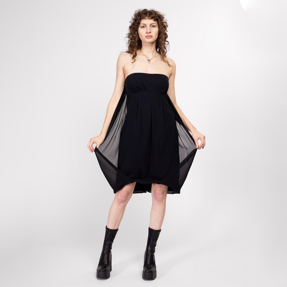 Vintage Y2K Nicole Miller Black Bubble Party Dress - Size 8